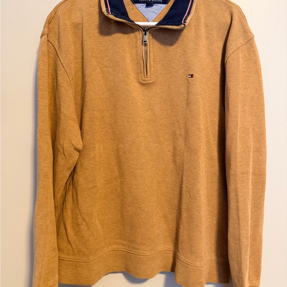 Tommy Hilfiger Men's Camel Zip-Up Sweater